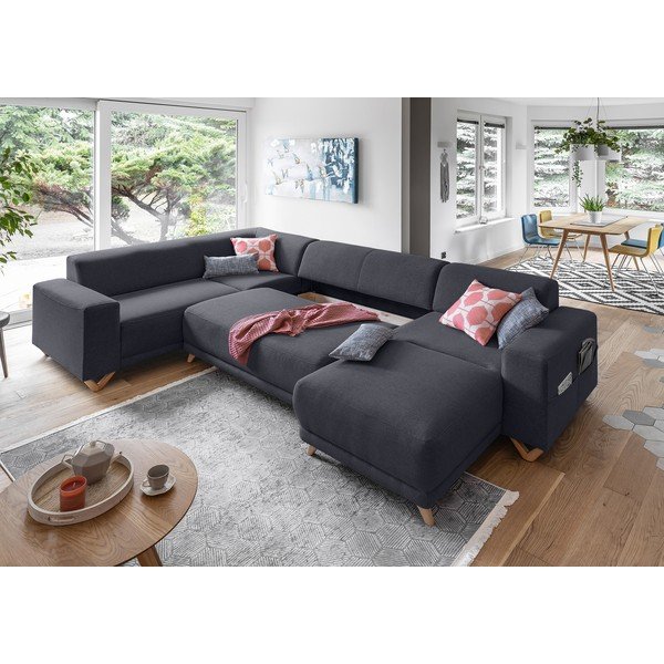 Антрацитен разтегателен/с място за съхранение ъглов диван (ляв ъгъл/U форма) Classy Sophie – Miuform-image-4