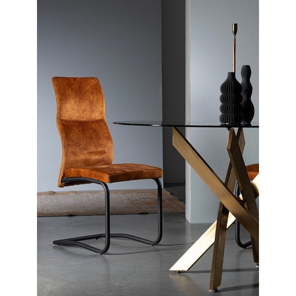 Тапициран трапезен стол в цвят кафяв коняк Thelma – Bizzotto-image-1