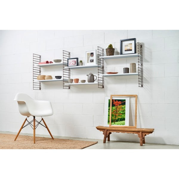 Триетажна етажерка с детайли в меден цвят и бели рафтове Libro, широчина 70 cm - Metaltex-image-3