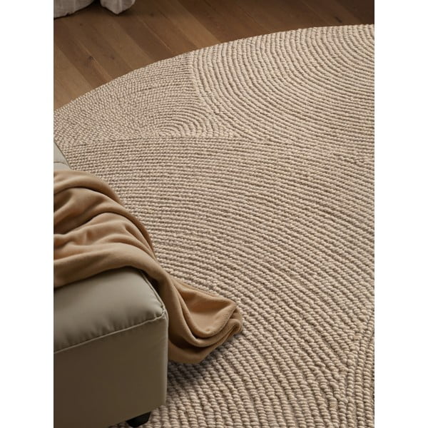 Бежов ръчно изработен вълнен кръгъл килим ø 120 cm Eleni Light Beige – Hanse Home-image-3