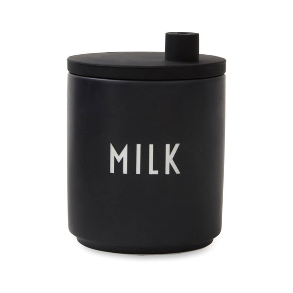 Черна порцеланова кана за мляко Каничка, 250 ml - Design Letters