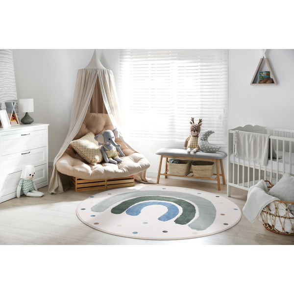 Детски килим в цвят слонова кост и зелено ø120 cm Joyful Mint – FD-image-1