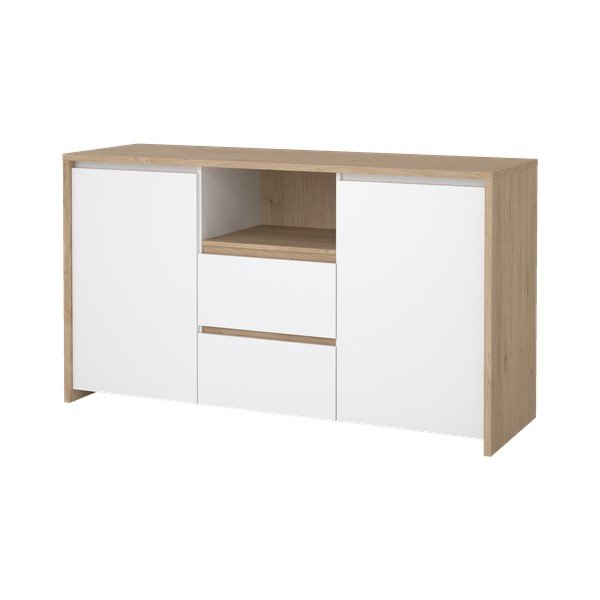 Скрин от дъбов декор в бял и естествен цвят 149x84x48 cm Next – Tvilum-image-4