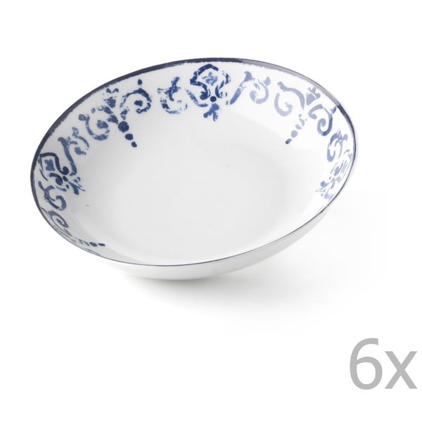 Sada 6 polévkových talířů Antico Blue, 20.5 cm