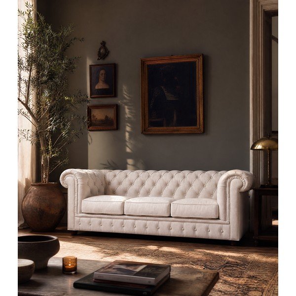 Кремав кадифен диван 230 cm Cambridge - Ropez-image-1