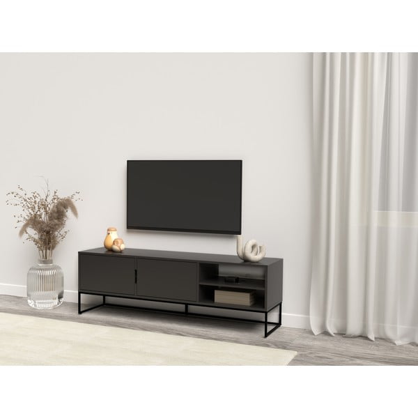 Черна ТВ масичка с метални крака, широчина 176 cm Lipp - Tenzo-image-1