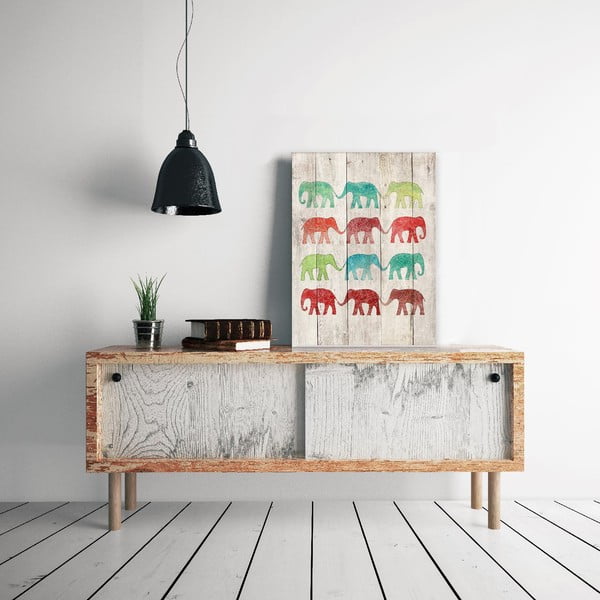 Дървена табела за стена "Слончета", 40 x 60 cm Elephant Cue - Surdic-image-1