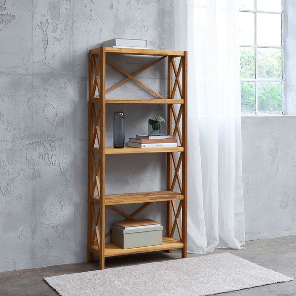 Стелаж от масивен дъб в естествен цвят 70x161 cm X-Shelf – Unique Furniture-image-1