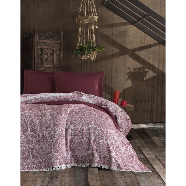 Тъмночервена памучна ватирана покривка за легло EnLora Home Claret Red, 240 x 260 cm Nish - Mijolnir