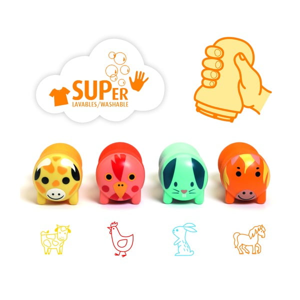 Детски печати в комплект от 4 броя Zvířátka z farmy - Djeco-image-1