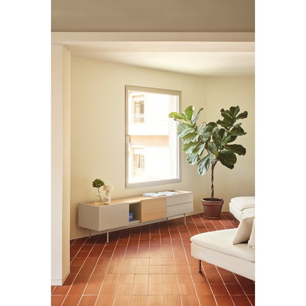 Масичка за телевизор в светлосиво и естествен дъб 180x45 cm Otto - Teulat-image-1