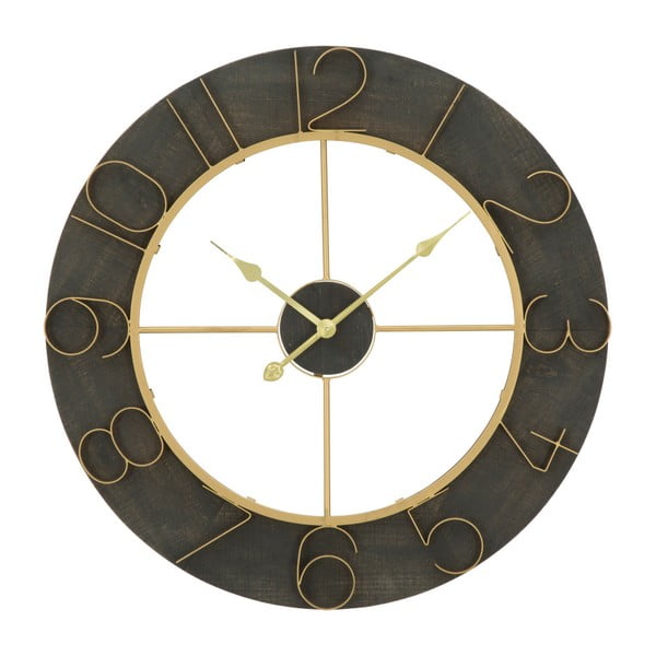 Черен стенен часовник със златни детайли Norah, ⌀ 70 cm - Mauro Ferretti