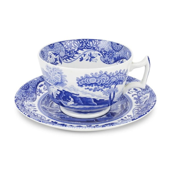 Комплект от 4 бели и сини чаши с чинийка Blue Italian, 280 ml - Spode
