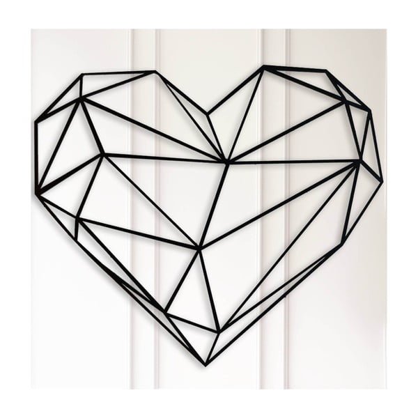 Черна декорация за стена Polygon Heart - Unknown