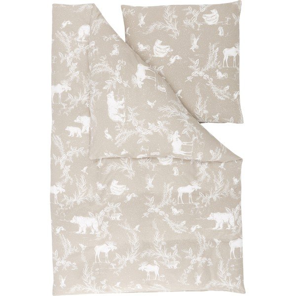 Бежово фланелено спално бельо за единично легло , 135 x 200 cm Animal Toile - Westwing Collection