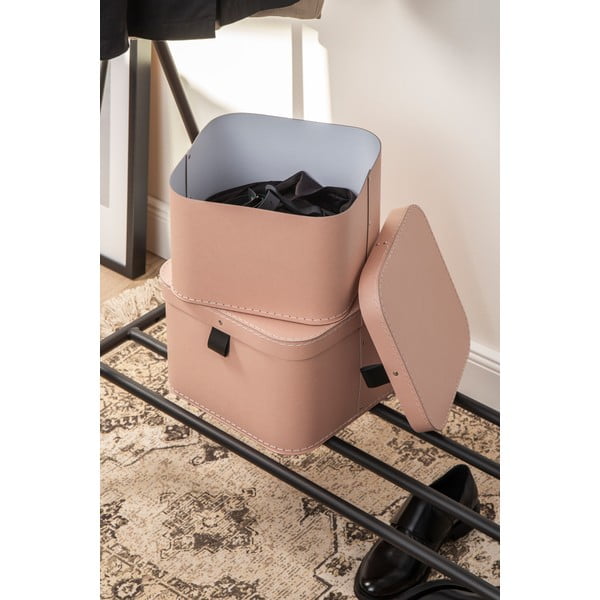 Розови картонени кутии за съхранение в комплект 2 бр. с капаци 28,5x28,5x19,5 cm Ludvig Paper Laminate – Bigso-image-1