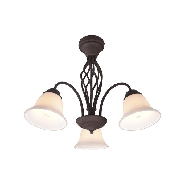 Тъмнокафяво осветително тяло за таван със стъклен абажур Rustica – Trio