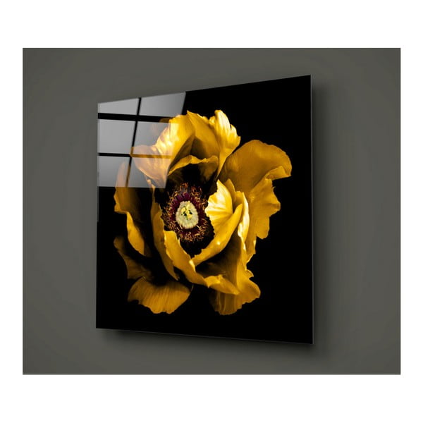 Черно-жълта картина върху стъкло Rustenna, 40 x 40 cm - Insigne