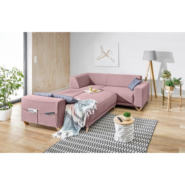 Розов разтегателен/с място за съхранение ъглов диван (десен ъгъл/L форма) Classy Sophie – Miuform-image-4