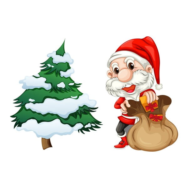 Vánoční samolepka Ambiance Santa Claus and Tree