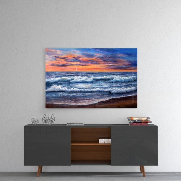 Картина върху стъкло , 72 x 46 cm Waves - Insigne-image-1