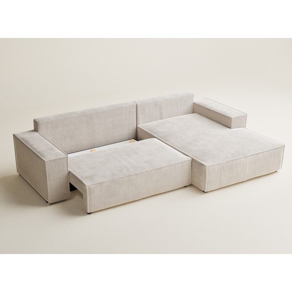 Кремав шенилов сгъваем/с място за съхранение ъглов диван (десен ъгъл) Maze – Maison de Rêve-image-3