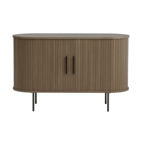 Кафяв скрин от декор от дъб  с плъзгащи се врати 120x76x45 cm Nola – Unique Furniture