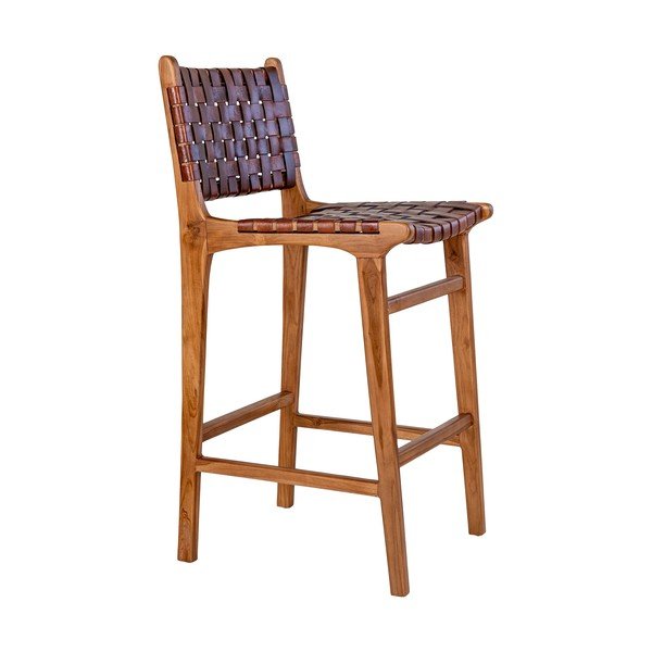 Кафяв бар стол от тиково дърво 101 cm Perugia - House Nordic-image-2