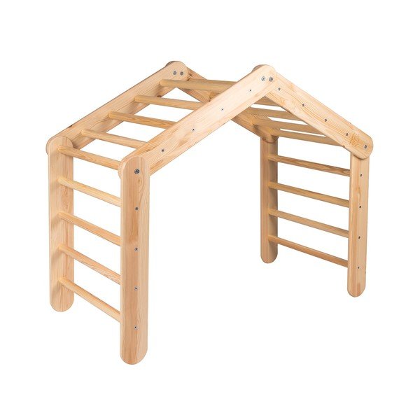 Пиклер триъгълник от масивен бор в естествен цвят 112x61x94 cm Montessori – Meowbaby