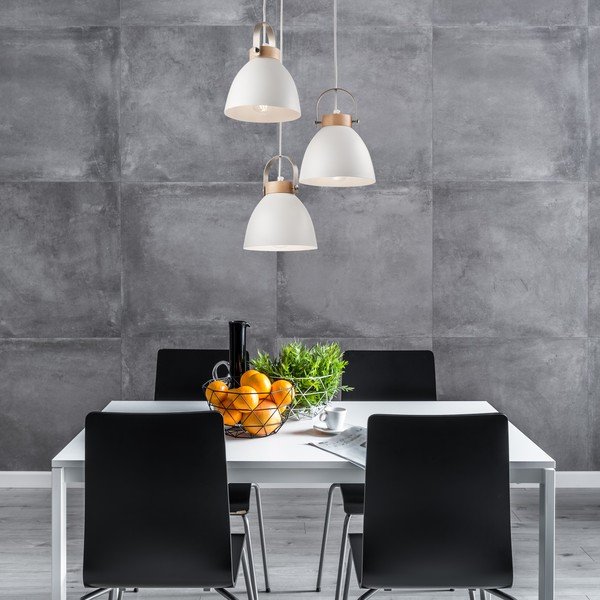 Бяло висящо осветително тяло с метален абажур ø 37 cm Danielle – LAMKUR-image-2