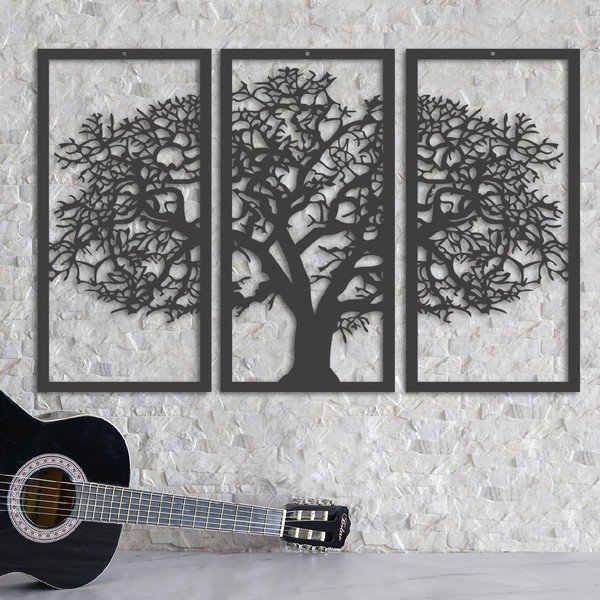 Черно 3 парчета Solid Tree Wall Art - Evila Originals-image-1