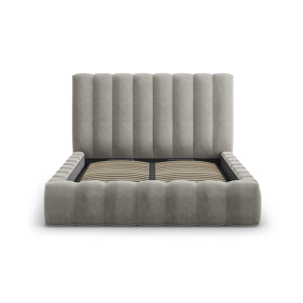 Светлосиво тапицирано двойно легло с място за съхранение 180x200 cm Kelp - Micadoni Home-image-2