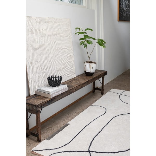 Памучен килим подходящ за пране в цвят слонова кост 140x200 cm Shadow – Mette Ditmer Denmark-image-1