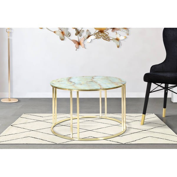 Масичка за кафе в бяло и златно, ø 75 cm Sepa - Mauro Ferretti-image-1