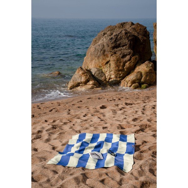 Светложълта/синя памучна плажна кърпа 100x160 cm Su – noo.ma-image-1