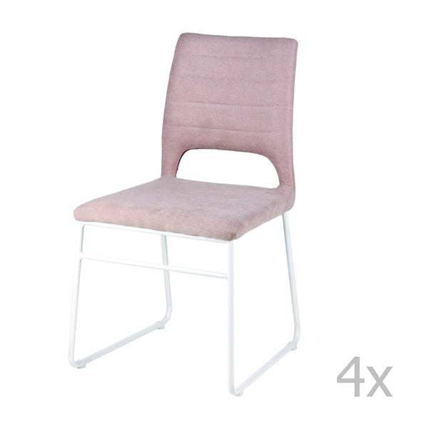 Комплект от 4 розови трапезни стола Nessa - sømcasa