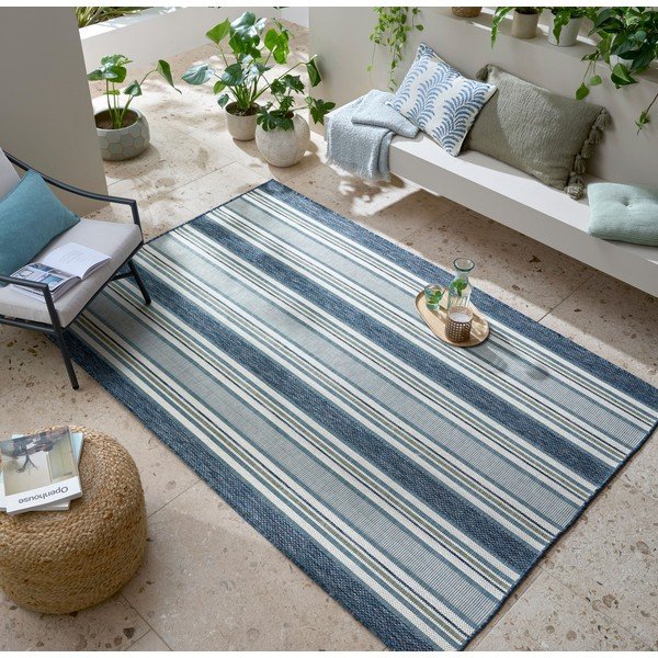 Килим за открито и закрито тюркоазен 200x290 cm Roma Stripe – Flair Rugs-image-1