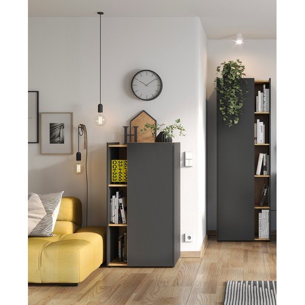 Тъмно сив шкаф за книги в дъб 62x115 cm Austin - Germania-image-4
