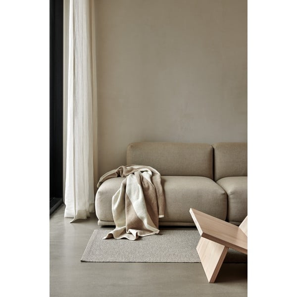 Бежово и кремаво одеяло със смес от вълна 140x180 cm Bob Mud Vanilla – Pappelina-image-1