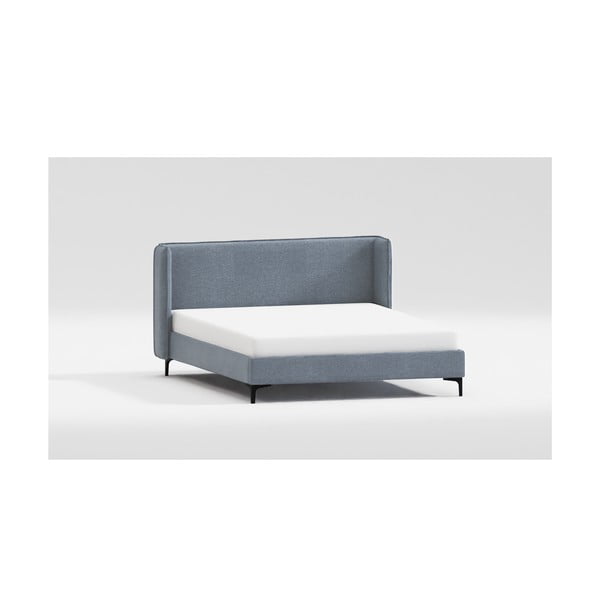 Синьо двойно тапицирано легло с включена подматрачна рамка 140x200 cm Basti – Ropez-image-3