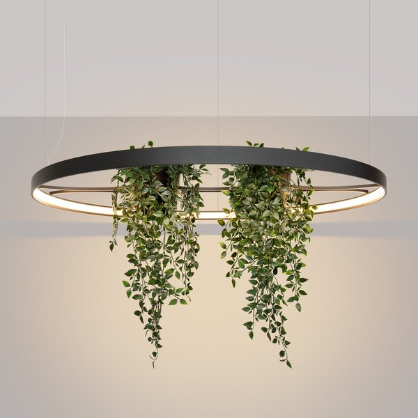 Черно алуминиево LED висящо осветително тяло ø 110 cm RIO – Thoro-image-1