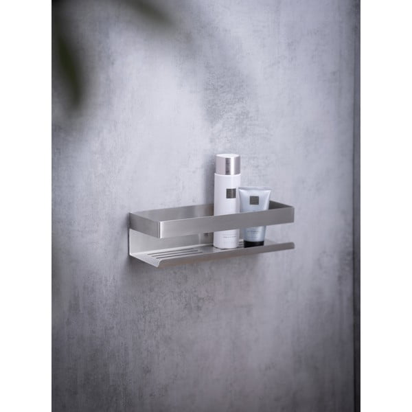 Сребърен самоносещ рафт за баня от неръждаема стомана в матово сребристо Genova - Wenko-image-1