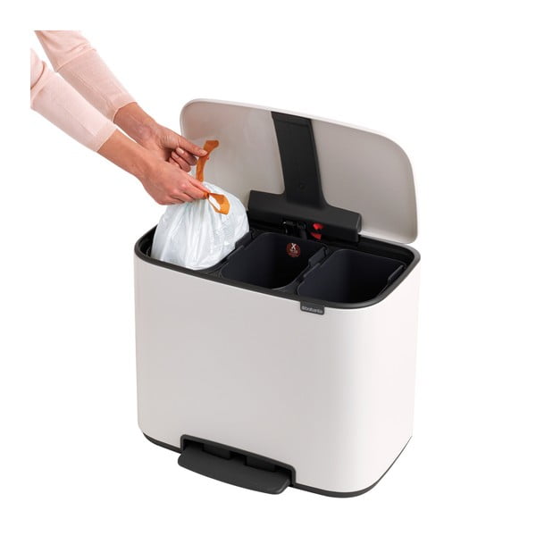 Бяло стоманено кошче за боклук за рециклиране с педал 33 l Bo – Brabantia-image-4