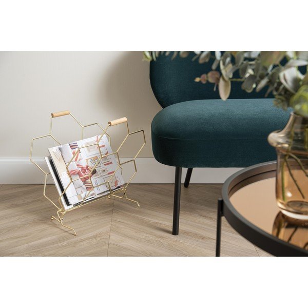 Метална стойка за списания в златисто Honeycomb - PT LIVING-image-1