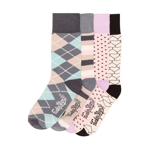 Sada 4 párů barevných ponožek Funky Steps Rainy Day, velikost 35 – 39