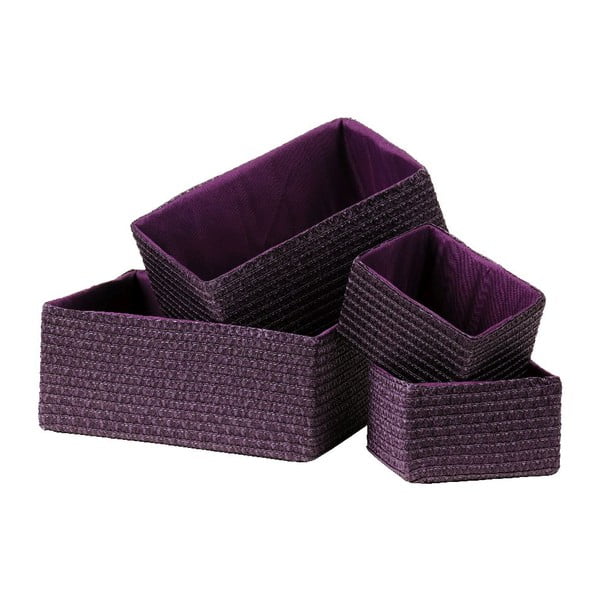 Set 4 úložných košů Purple