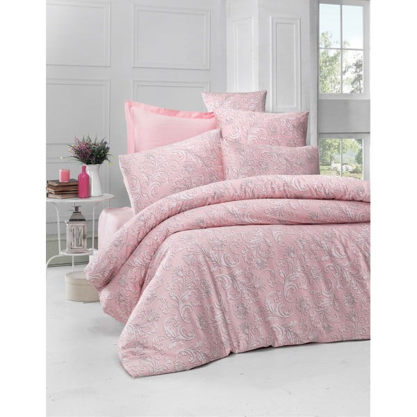 Розово памучно спално бельо от сатен Victoria , 200 x 220 cm Verano - Mijolnir