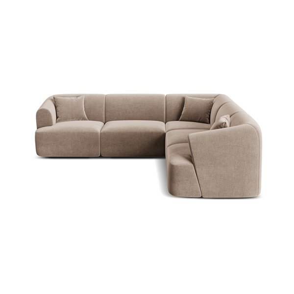 Светлокафяв кадифен ъглов диван Campi – Cosmopolitan Design