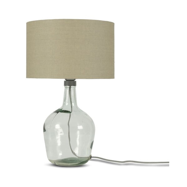 Настолна лампа с бежов абажур и структура от рециклирано стъкло Мурано, ⌀ 30 cm - Good&Mojo