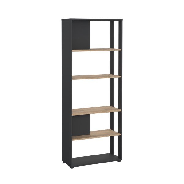 Етажерка за книги с дъбов декор в цвят антрацит-натурален 80x205 cm Sign - Tvilum-image-3